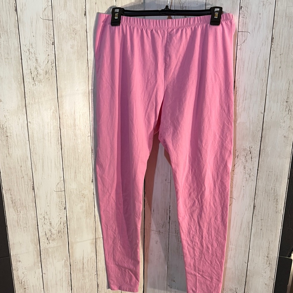 Pink Elastic Waist Ankle-Length Leggings